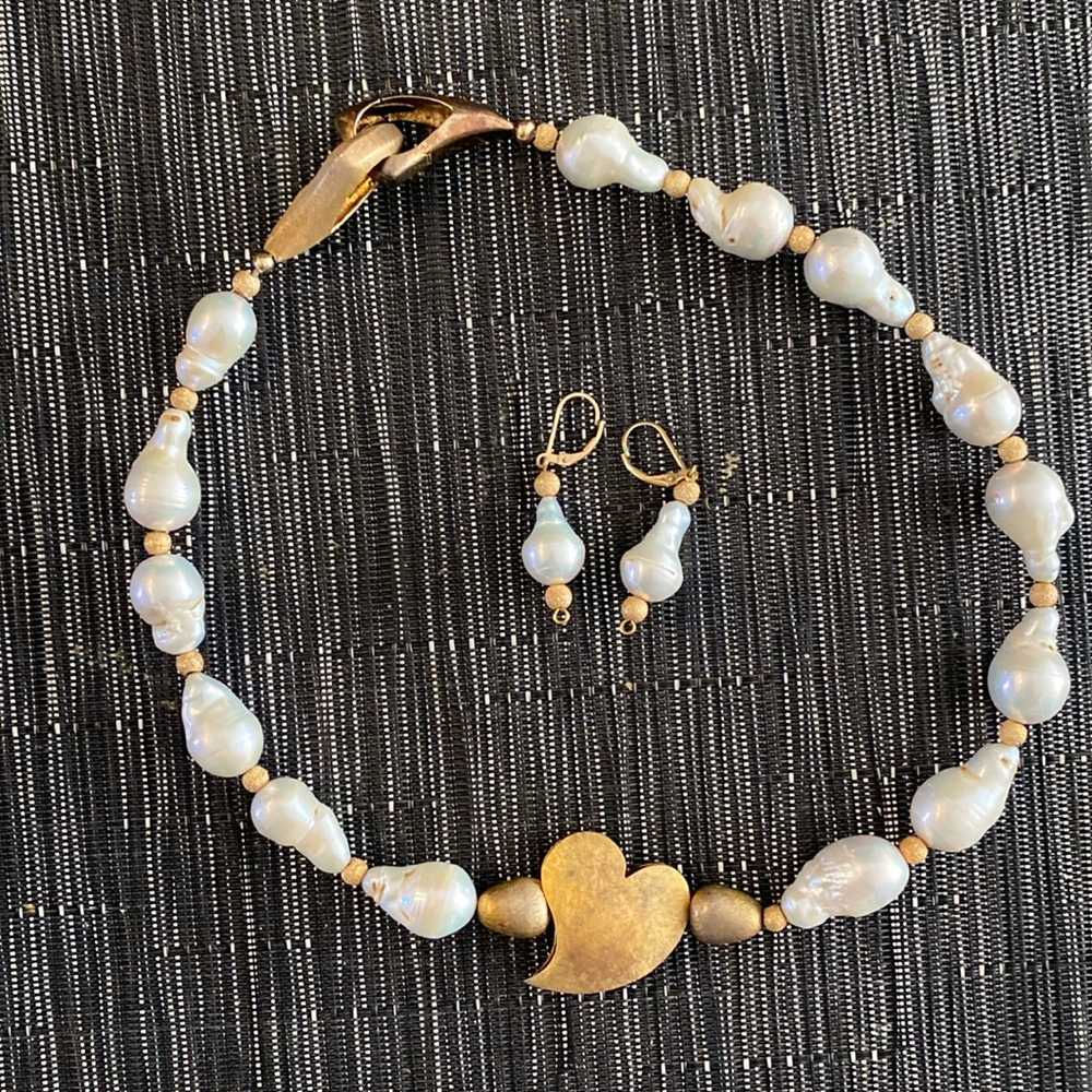 Hand made necklace and matching earrings. Made in Canada